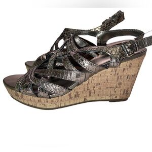 Kelly & Katie - Pewter strappy wedge sandals - size 6